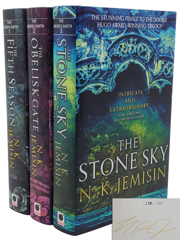 #10788 The Broken Earth Trilogy: The Fifth Season, Book 1; The Obelisk Gate, Book 2; The Stone Sky, Book 3. N. K. Jemisin.