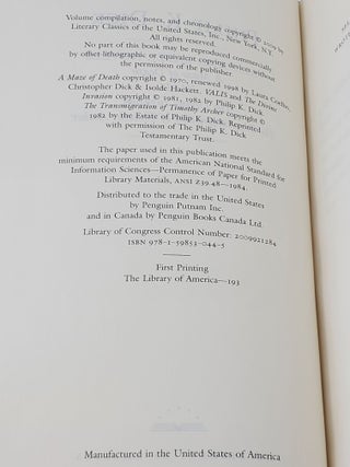 Valis and Later Novels: A Maze of Death / Valis / The Divine Invasion / The Transmigration of Timothy Archer
