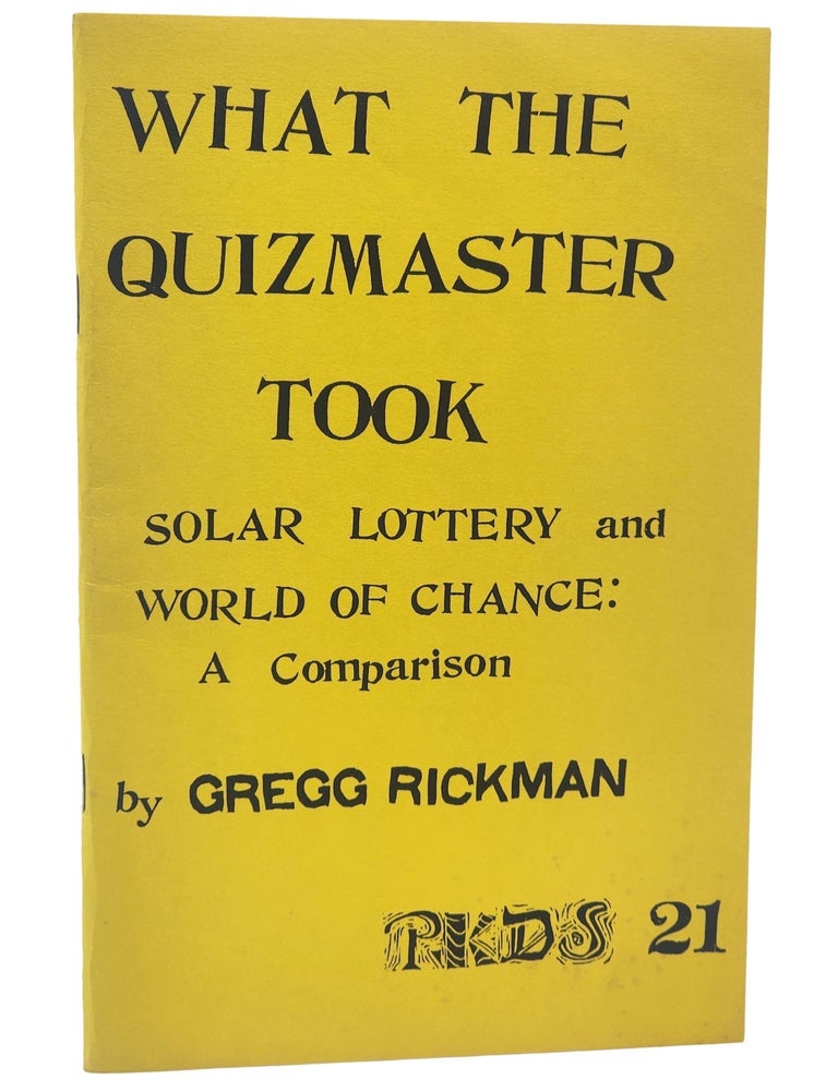 #11182 PKDS: The Philip K. Dick Society Newsletter #21: What the Quizmaster Took. Philip K. Dick, Gregg Rickman, Paul Williams.