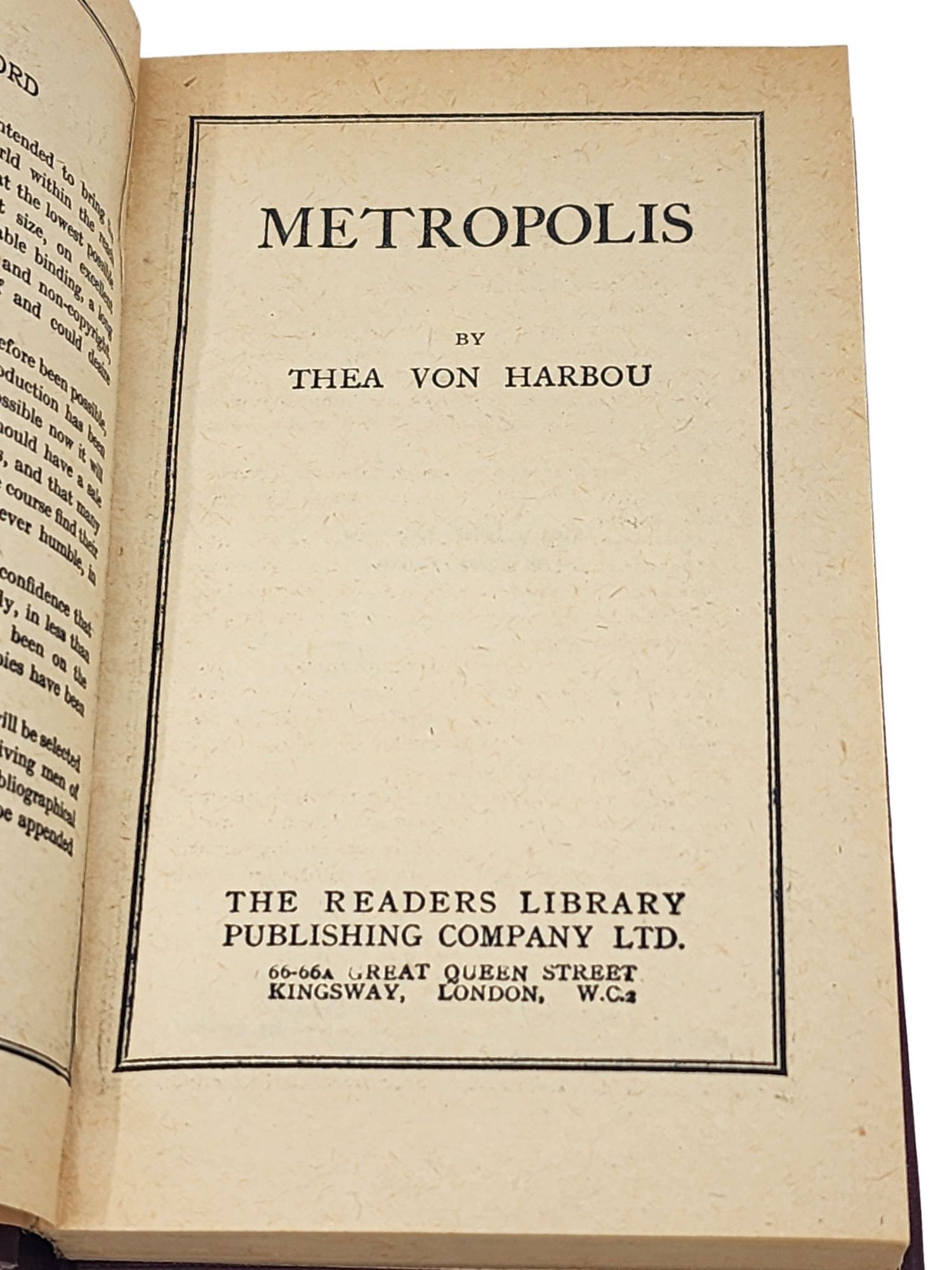 Metropolis | Thea von Harbou | First Edition in English