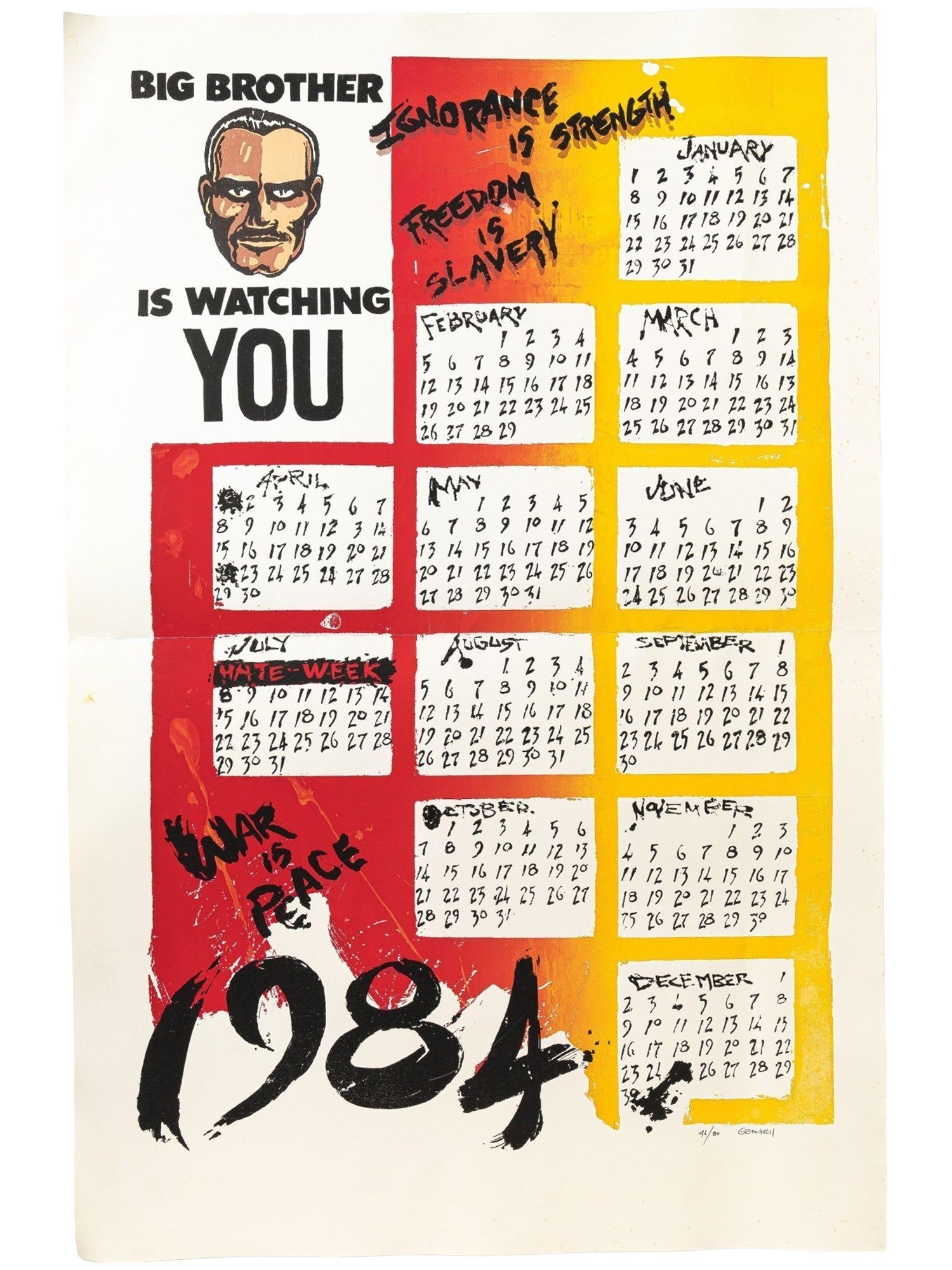 1984 Calendar Poster | George Orwell | First Edition